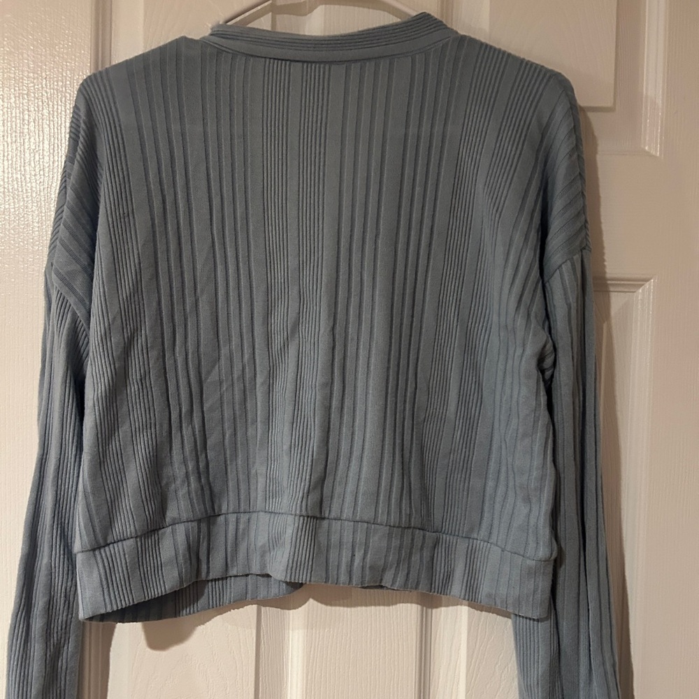 Blue Ribbed Cardigan Size M/L - Picture 2 of 7